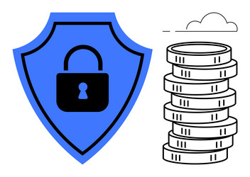 security shield with lock and stack of coins vector image