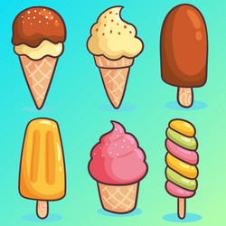 Ice cream realistic constructor set of various vector