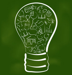 concept of bulb with set school icons vector