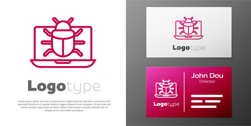 logotype line system bug on monitor icon isolated vector image