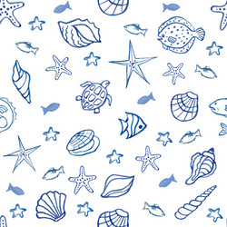Seashells pattern background Royalty Free Vector Image