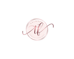 tf initial handwritten logo set with floral Vector Image