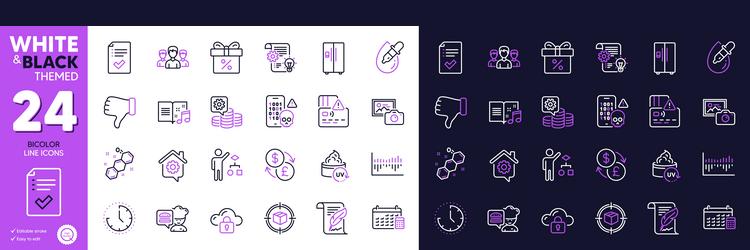Time & Algorithm Line Icons vector image