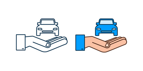 Hand holding car great design for any purposes vector