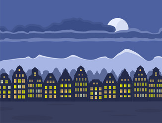 old town at night vector