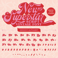 script retro vintage display bold font alphabet vector image
