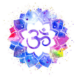 Om Lotus Watercolor Vector Image