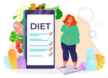 overweight woman on diet healthy eating obesity vector