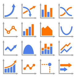 diagrams and graphs icons set vector