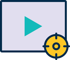 video player with target icon line and fill style vector image