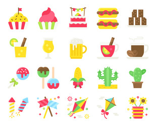 festa junina related flat icon set vector