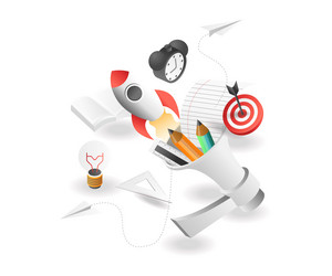 flat isometric concept megaphone campaign target vector