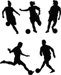 Soccer Player Silhouettes Vector Image