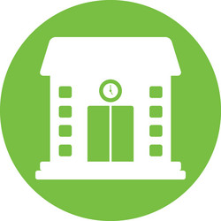 School building with clock silhouette block style vector