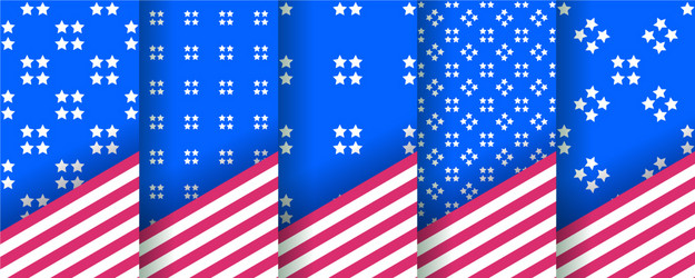 set seamless patterns with stars in colors vector image