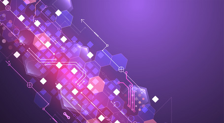 abstract circuit board and hexagons on gradient vector image