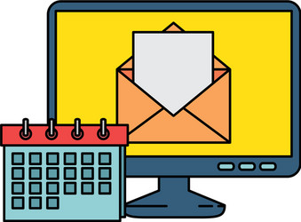 Computer with envelope mail and calendar vector