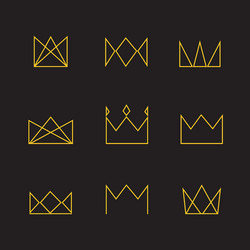 Crown modern gold logo set Royalty Free Vector Image