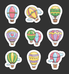 Hot air balloon sticker bookmark transport vector