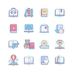 reading mobile app - line design style icons set vector