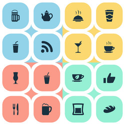 Set of simple cafe icons vector