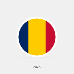 chad round flag icon with shadow vector image