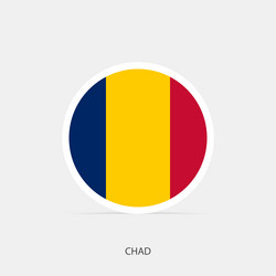 Chad round flag icon with shadow vector