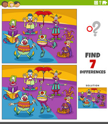 differences game with cartoon clowns characters vector image