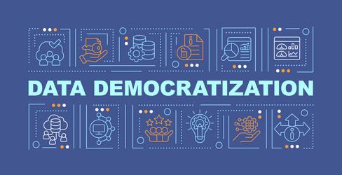 Data democratization text with linear icons vector