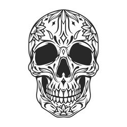 Floral Sugar Skull - Dia de Muertos Vector Image