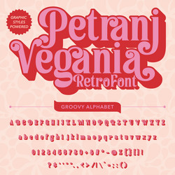 retro groovy vintage display bold font alphabet vector image