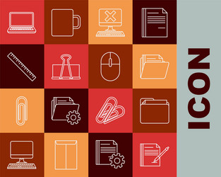 set line blank notebook and pen document folder vector image