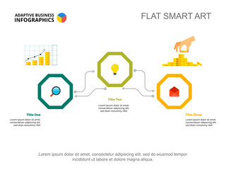 three elements flowchart slide template vector image