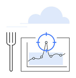 data analytics targeting graph near fork and cloud vector image