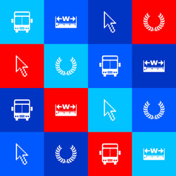 set bus measuring height and length pixel arrow vector image