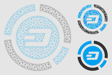 dash pie chart mesh 2d model and triangle vector image