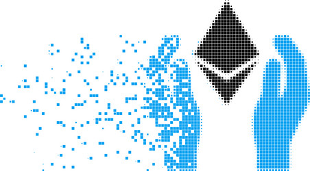 Ethereum Disintegration Pixel Icon vector image
