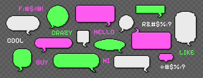 pixel dialogue boxes speech bubbles empty vector image