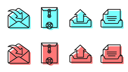 set line upload inbox envelope delete vector image