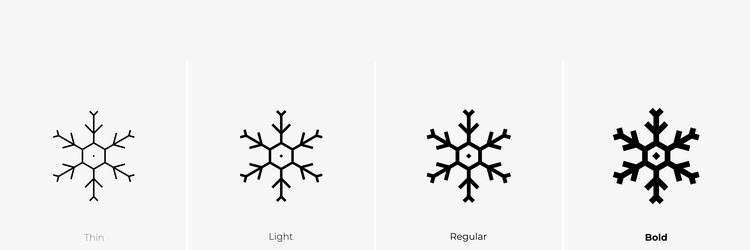 snowflake icon thin light regular and bold style vector image
