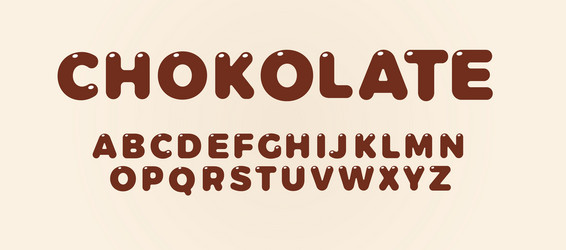 Chocolate letters set brown bold style alphabet vector