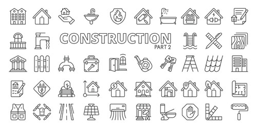 constructions icons in line design part2 vector image