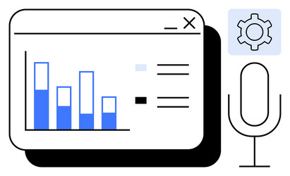 data dashboard with bar chart microphone icon vector image