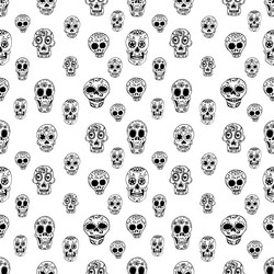 seamless pattern with sugar skulls design element vector image