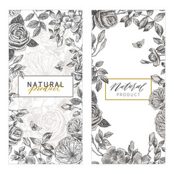 vintage floral cards set frame with engraving vector