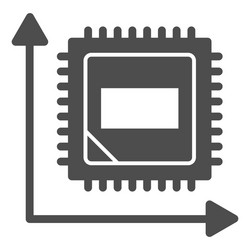 microchip in graph solid icon computer chip vector image
