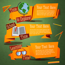 Set of cute back to school banners with globe text vector