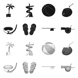 Isolated object of pool and swimming symbol set vector