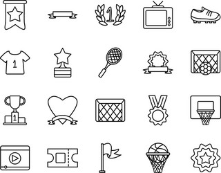 Medal and game event icon set line style vector