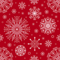 seamless pattern with snowflakes on a red vector image